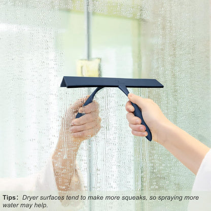 Squeegee for Shower Glass Door, 11-Inch Shower Squeegee for Glass Doors, Bathroom Silicone Squeegees Wiper for Shower with Non-Slip Handle, No-Drilling Silicone Hanging Hook, for Tiles, Mirror(White)