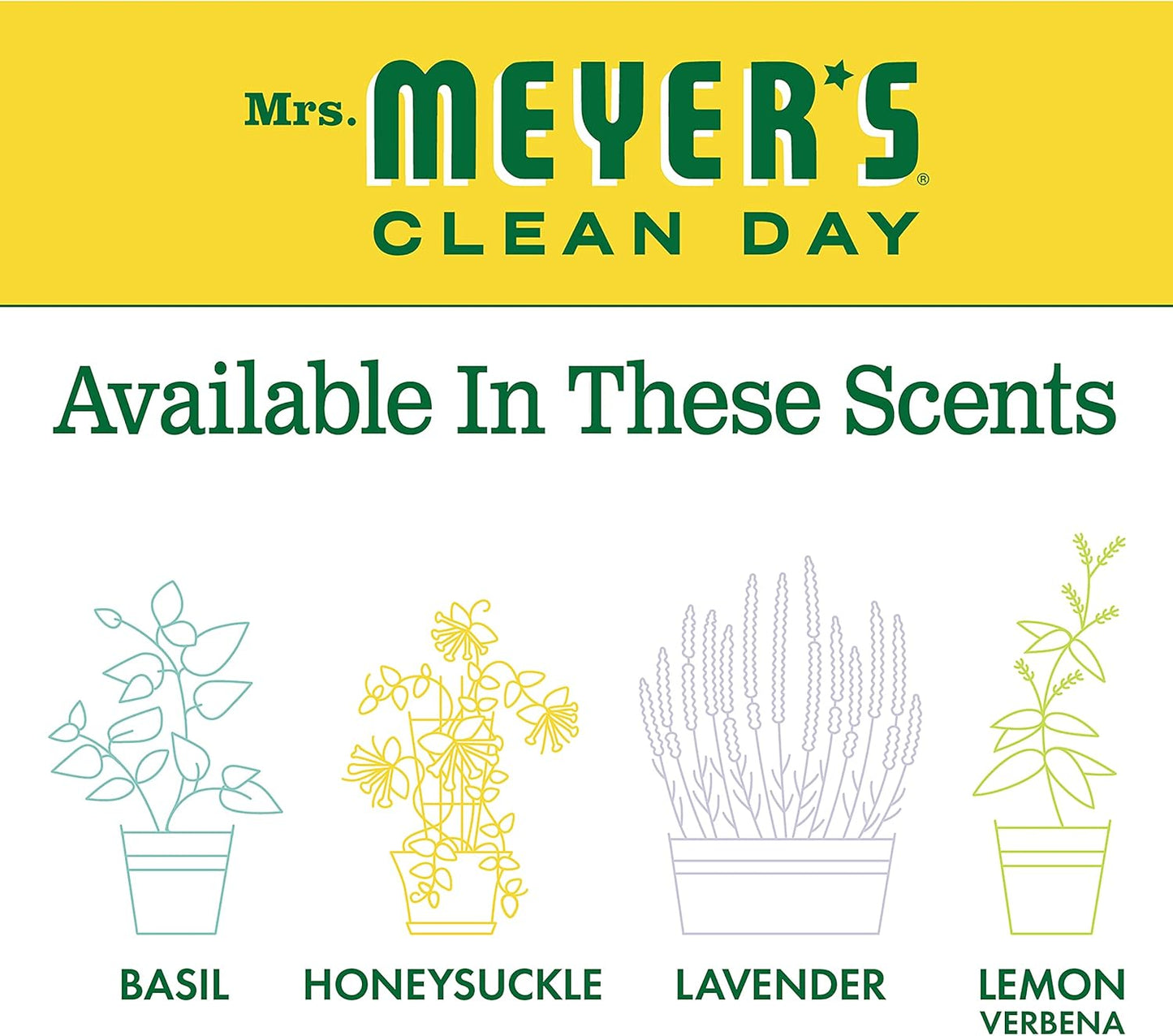 MRS. MEYER'S CLEAN DAY Liquid Dish Soap, Basil Scent, 16 Fl Oz Bottle - 3 Pack