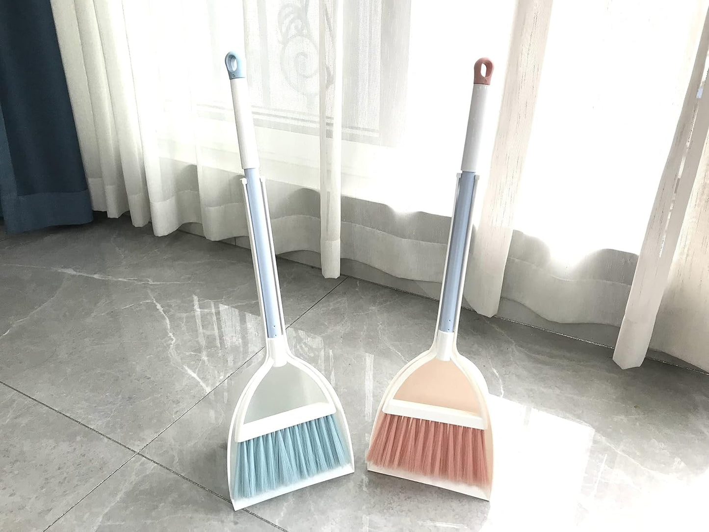 Kids Broom and Dustpan Set-Mini Dustpan and Broom for Children Housekeeping Pretend Play Cleaning Tools Set (Blue)
