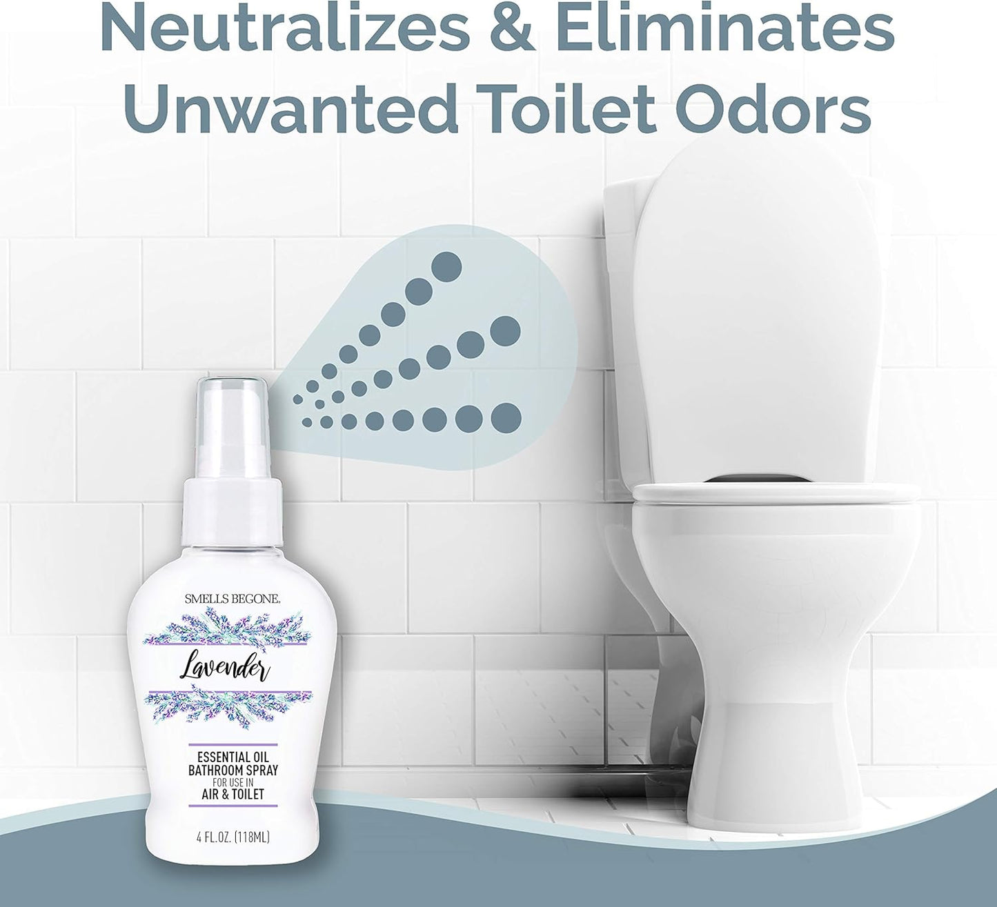 SMELLS BEGONE 4 oz Essential Oil Bathroom Spray - Instantly Eliminate Toilet & Bathroom Odors - Air Freshener Made with Essential Oils (Eucalyptus Mint)
