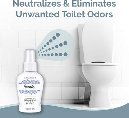 SMELLS BEGONE 4 oz Essential Oil Bathroom Spray - Instantly Eliminate Toilet & Bathroom Odors - Air Freshener Made with Essential Oils (Eucalyptus Mint)
