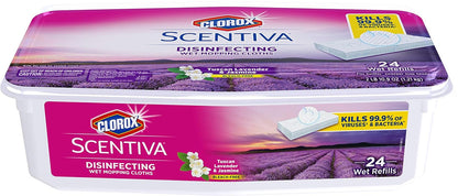 Clorox Disinfecting Wipes Clorox Scentiva Disinfecting Wet Mopping Pad Refills For Floor Cleaning, Tuscan Lavender & Jasmine, 24 Count