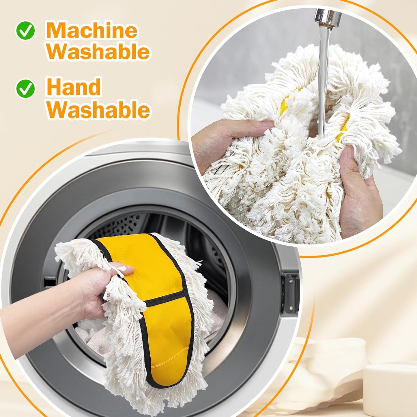 NEWE 24” Commercial Dust Mop, Large Dry Dust Push Broom Indoor, Wide Floor Duster for Laminate, with 2 pcs Microfiber Pads, Hardwood, Tile, Marble (Yellow)