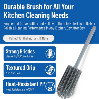 SPARTA Large Water Bottle Brush Ideal for Wide-Mouth Jars, Bottles and Tumblers, Dishwashing Tool with Handle for Home and Commercial Kitchens, Plastic, 12 Inches, White