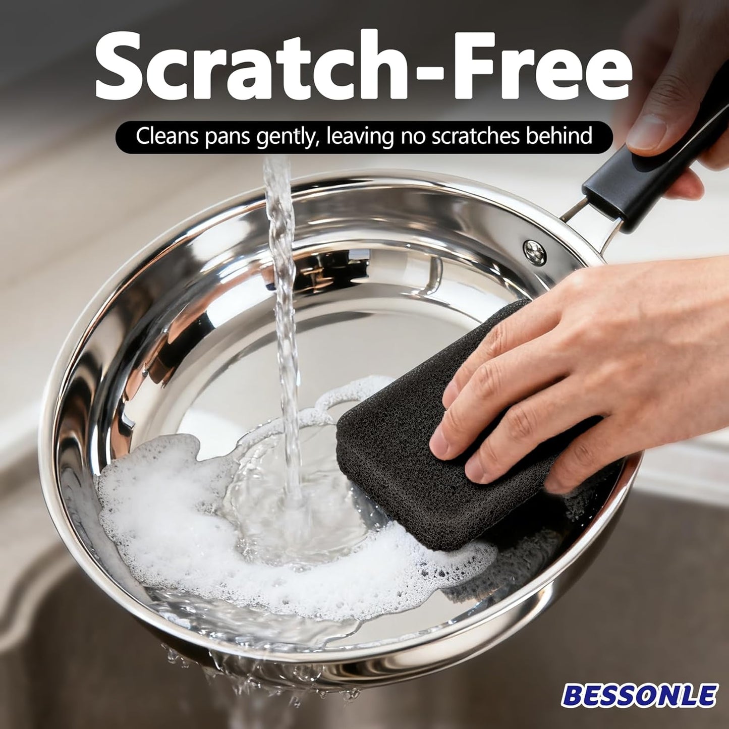 8 Pack Silicone Scrubbing Sponges, Heavy-Duty, Non-Scratch Kitchen Sponges - Reusable, Odor-Free, Perfect as Cleaning for Dishes, Non-Stick, Countertops (Grey)