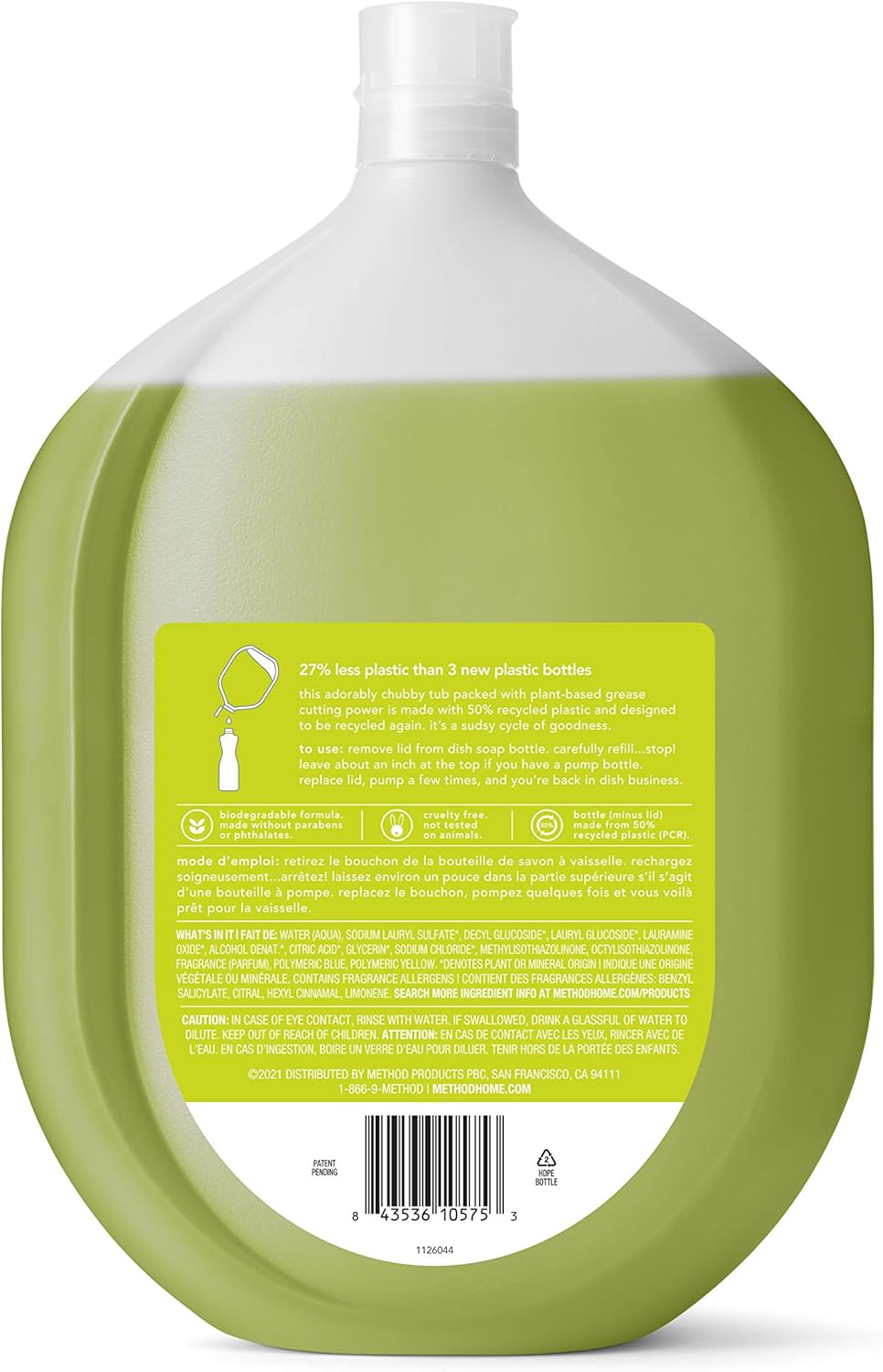 Method Gel Dish Soap, Lime + Sea Salt, Tough on Grease, 18 Fl Oz (Pack of 6)