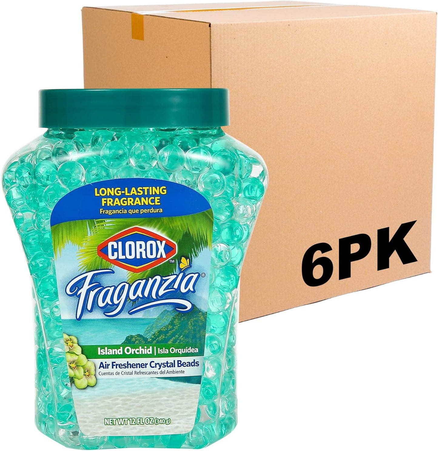 Clorox Fraganzia Crystal Beads Air Freshener, Long Lasting Room Deodorizer and Odor Eliminator Gel Beads to Freshen Home, Car, or Office, Lavender with Eucalyptus Scent, 12 Fl Oz
