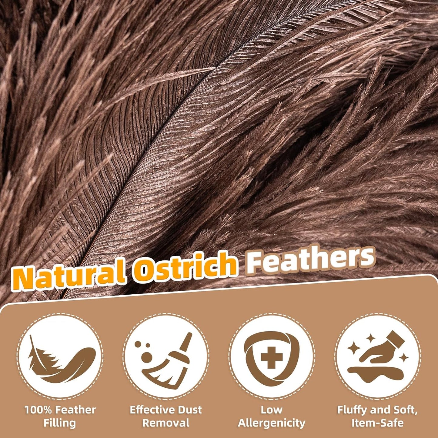 Extendable Ostrich Feather Duster with 19-49 inch Rotatable Stainless Steel Pole, Natural Feather Duster for Ceiling Fan Cobweb Dusting, Reusable Flexible Cleaning Duster(Include 1 Replacement Heads)