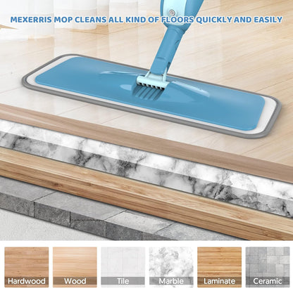 Spray Mops for Floor Cleaning: MEXERRIS Wet Mop with 3 Washable Pads for Swiffer Powermop - Floor Mop with Refillable Bottle - Home Commercial Dust Mops for Hardwood Laminate Ceramic Tiles