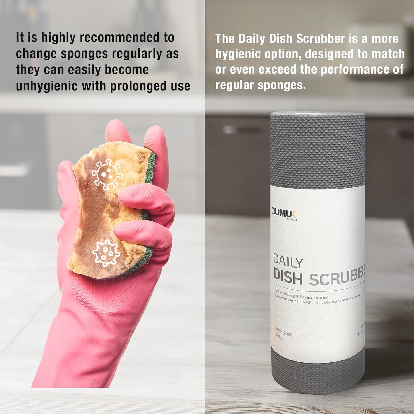 Daily Dish Scrubber Sheet Non-Scratch Household Disposable Cleaning Sponges | Recyclable, Eco-Friendly & Perfect for Kitchen, Home Cleaning and Outdoor Use (1, Navy)