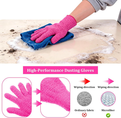 Abeillo Microfiber Gloves for Plants Dusting Cleaning, Reusable Washable Cleaning Gloves Mittens House Cars Blinds Dusting