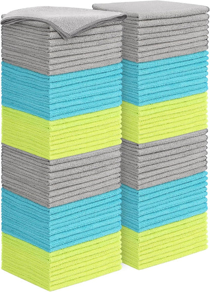 AIDEA Microfiber Cleaning Cloth-12PK, Soft Microfiber Towels for Cars, Absorbent Cleaning Rags, Lint-Free Streak-Free Wash Cloths for House, Kitchen, Window(12in.x12in), Black
