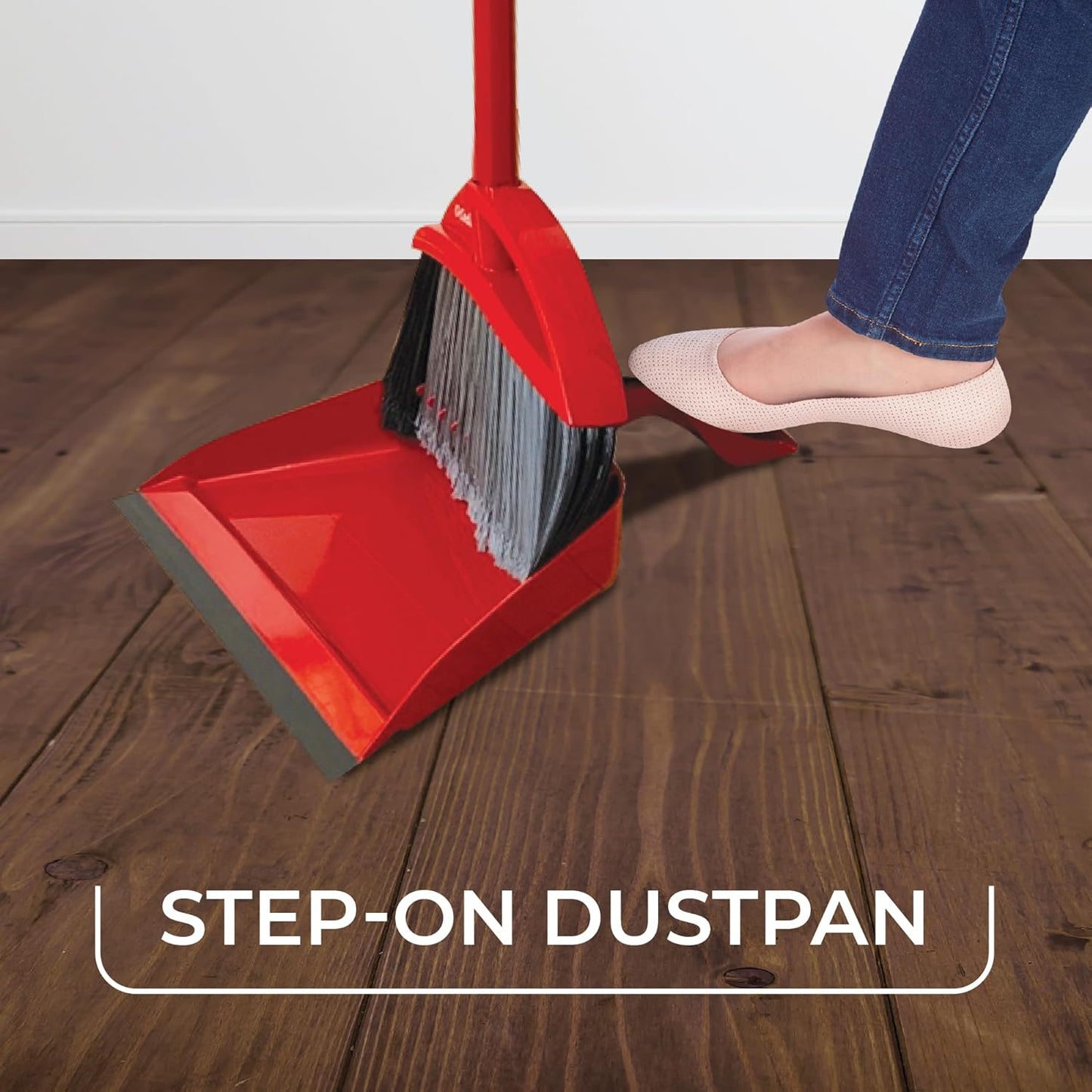 O-Cedar One Sweep Broom with Step-On Dustpan | Remove 99% with One | Lightweight Quiet Cleaning Tool | Ideal for Pet Owners