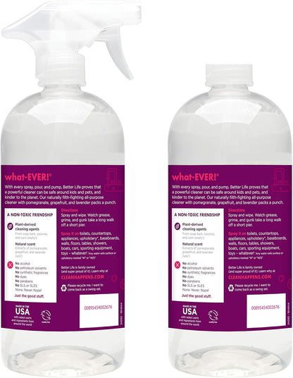 Better Life All Purpose Cleaner - Multipurpose Home and Kitchen Cleaning Spray for Glass, Countertops, Appliances, Upholstery & More - Multi-surface Spray Cleaner - 24oz (Pack of 2) Unscented