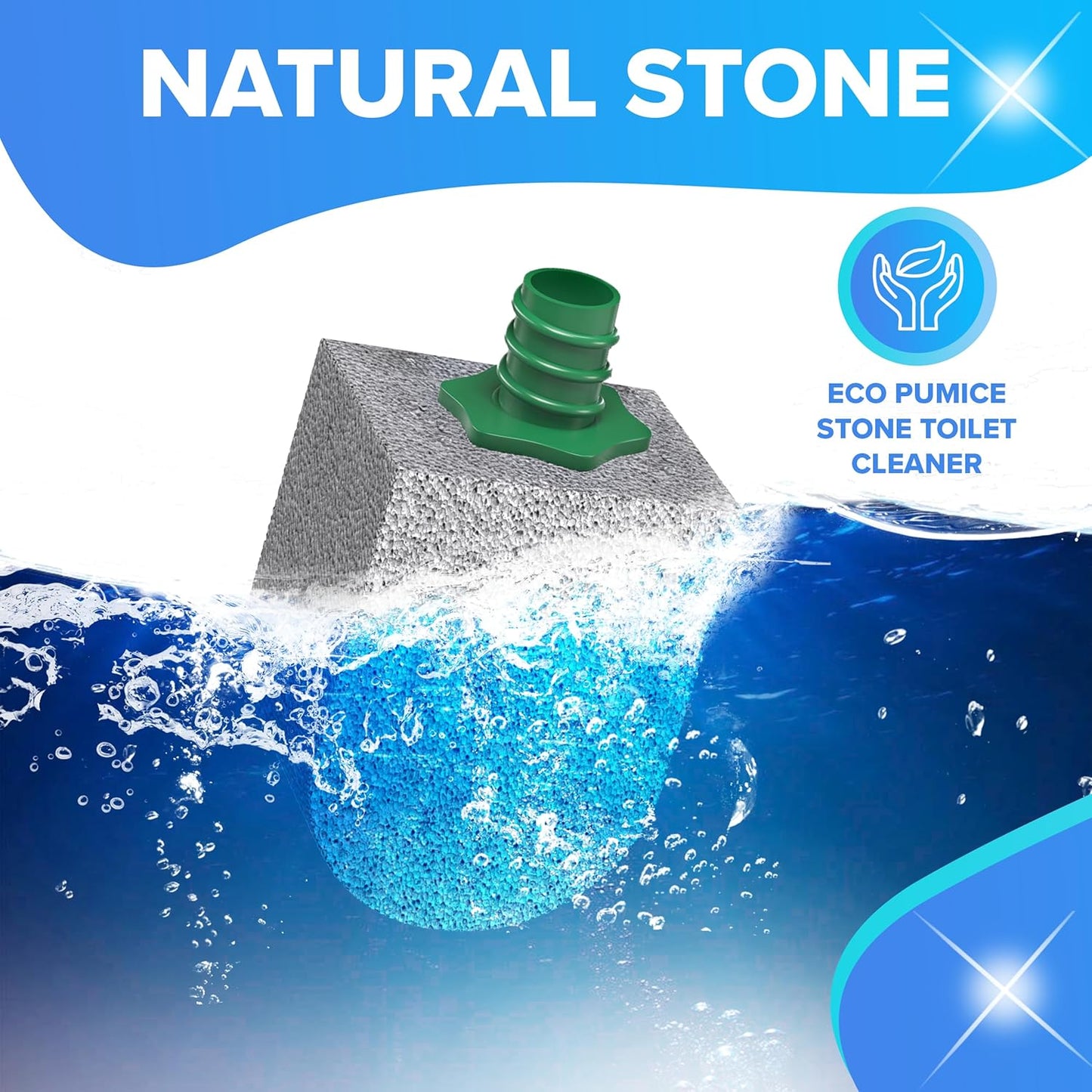 DISIWENE Pumice Cleaning Stone with Handle Toilet Bowl Cleaner Hard Water Ring Remover for Bath/Pool/Kitchen/Household Cleaning (2, 2 Pack with Handle)