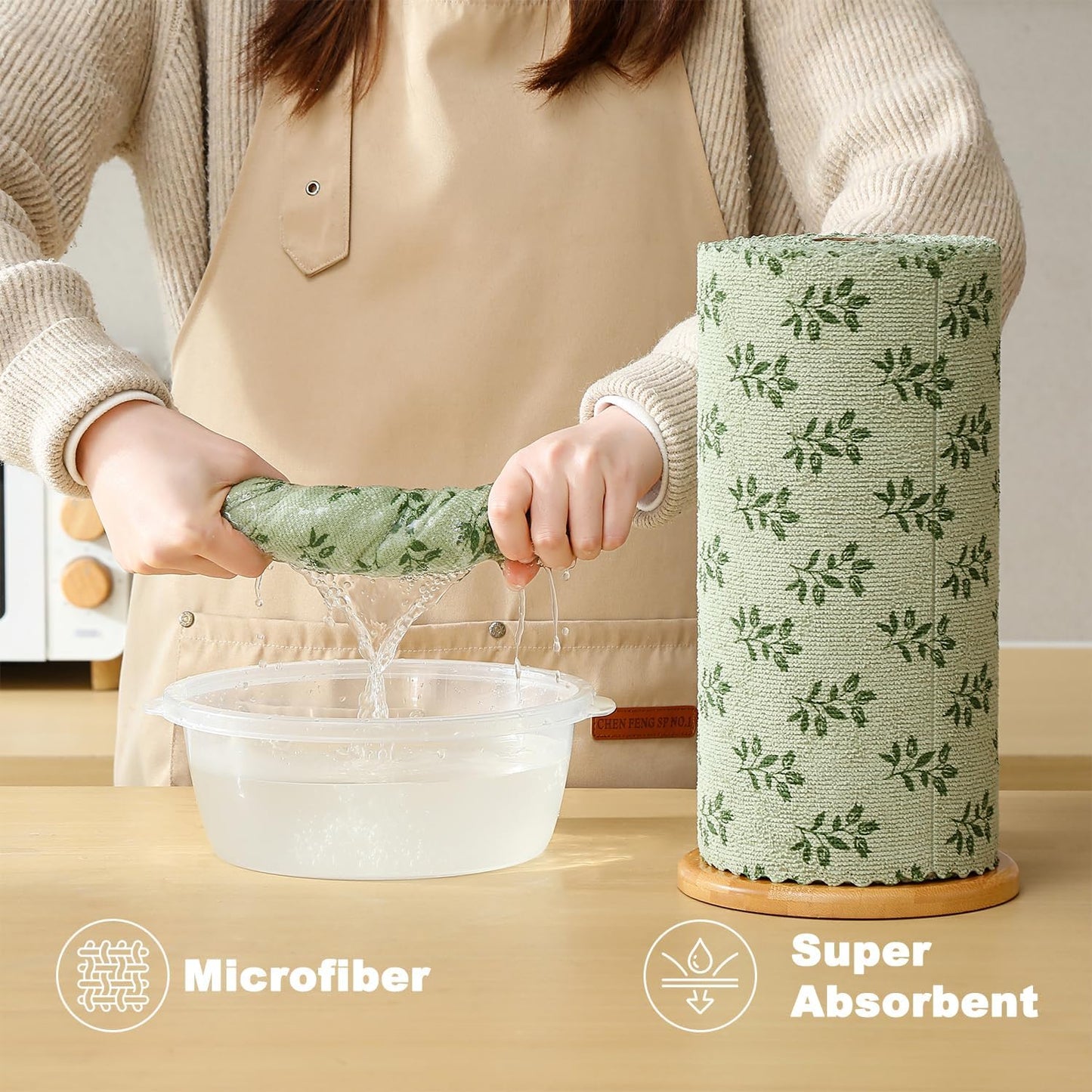 Microfiber Cleaning Cloth Roll,80 Pack Cleaning Towels,Lint Free Rags Paper Towels & Tear Away Reusable Towels,Washable Shop Rags Floral Wipe Cloth,Wash Cloths Dish Rags for Car Kitchen Window