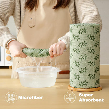 Microfiber Cleaning Cloth Roll,80 Pack Cleaning Towels,Lint Free Rags Paper Towels & Tear Away Reusable Towels,Washable Shop Rags Floral Wipe Cloth,Wash Cloths Dish Rags for Car Kitchen Window