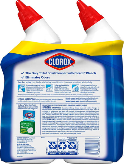 Clorox Toilet Bowl Cleaner Bleach, Rain Clean, 24 Fluid Ounces, Pack of 2 (Package May Vary)