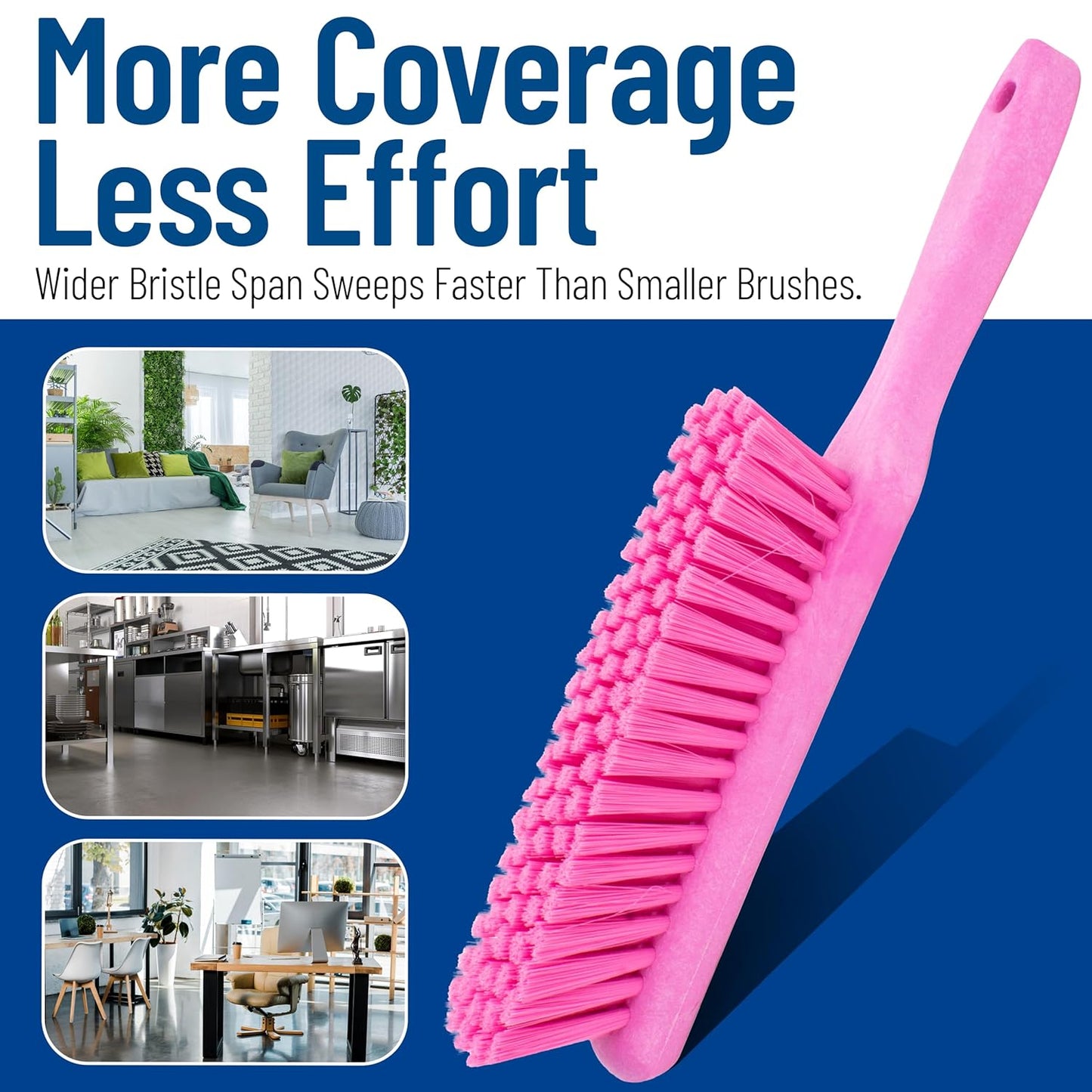 SPARTA Handheld Soft Counter Brush 8 Inch Bristle Span, Multi-Use Dust Brush with 5 Inch Handle for Tables, Countertops, and Delicate Surfaces, Polyester, Orange