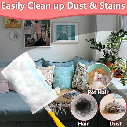 BDS-HOME 30 Count Electrostatic Duster Refills, 180°Multi-Surface Dusting Compatible with Duster Microfibre Feather Dusters Replacement Kit with 2 Handles for Home Office Furniture Cleaning