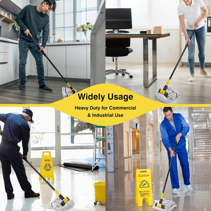 KeFanta Commercial Mop Heavy Duty Industrial Mop with Long Handle,60" Looped-End String Wet Cotton Mops for Floor Cleaning,Home,Kitchen,Office,Garage and Concrete/Tile Floor