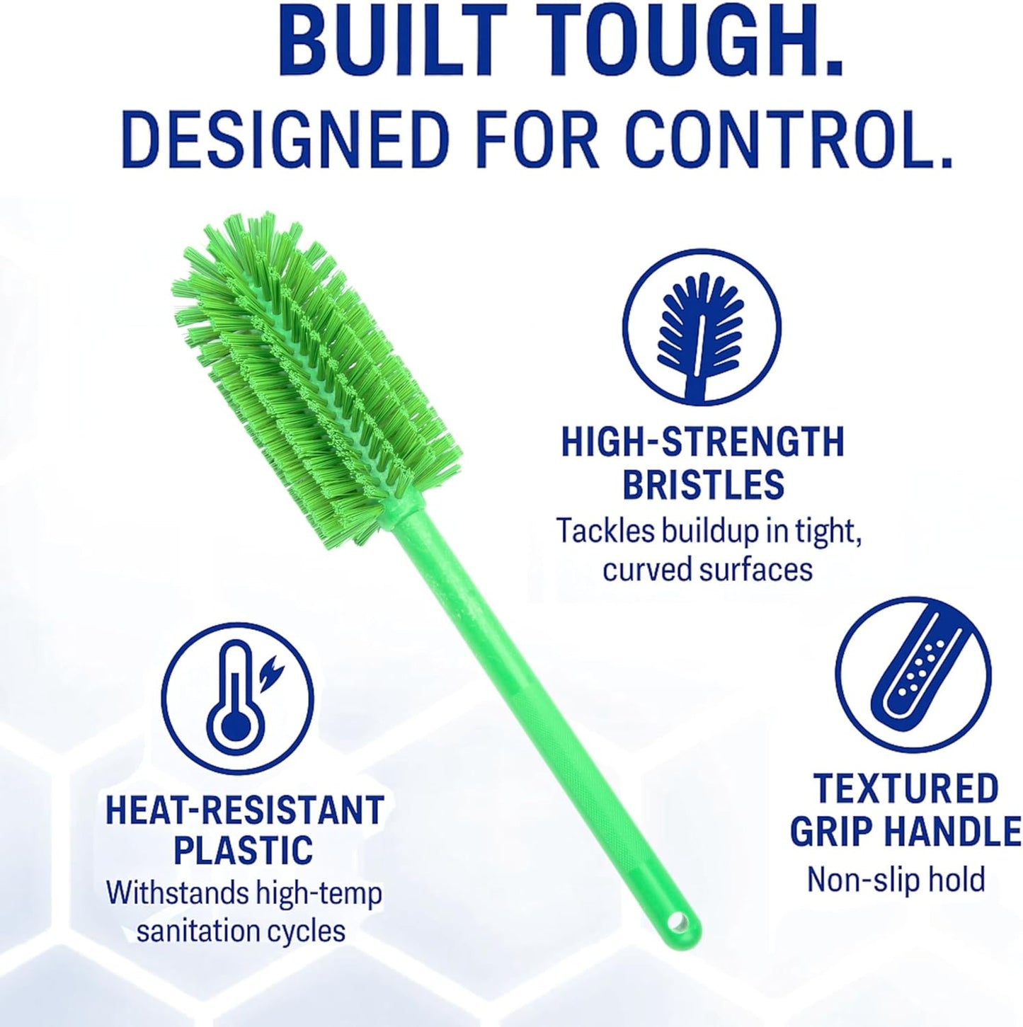 SPARTA Large Water Bottle Brush Ideal for Wide-Mouth Jars, Bottles and Tumblers, Dishwashing Tool with Handle for Home and Commercial Kitchens, Plastic, 12 Inches, White