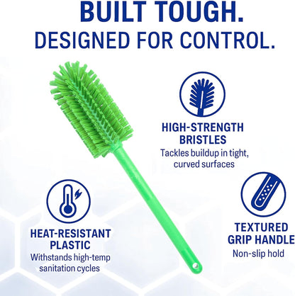 SPARTA Large Water Bottle Brush Ideal for Wide-Mouth Jars, Bottles and Tumblers, Dishwashing Tool with Handle for Home and Commercial Kitchens, Plastic, 12 Inches, White