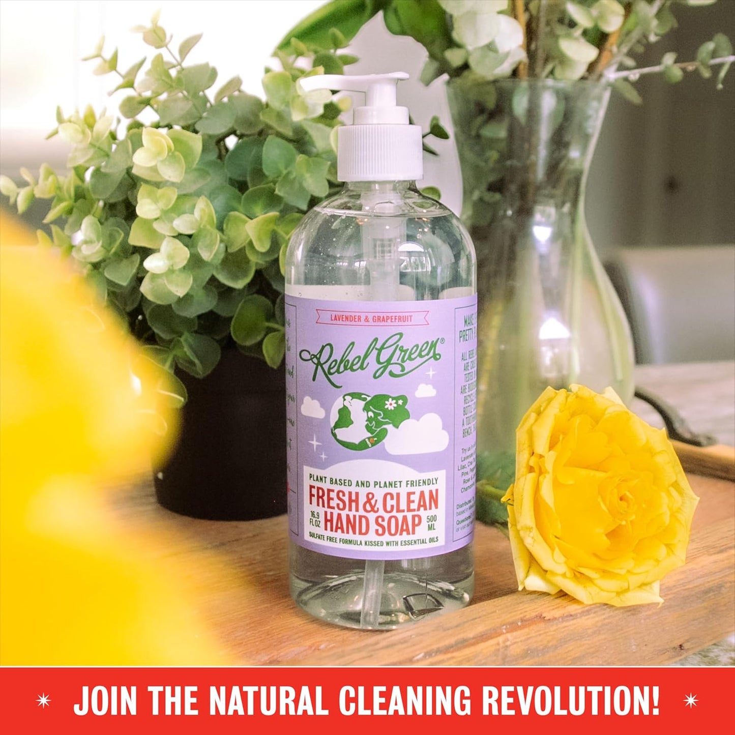 Rebel Green Fresh & Clean Hand Soap Refill - Natural Liquid Hand Soap Refill for Bathroom & Kitchen - Lavender & Grapefruit Scent, 32 Fl Oz