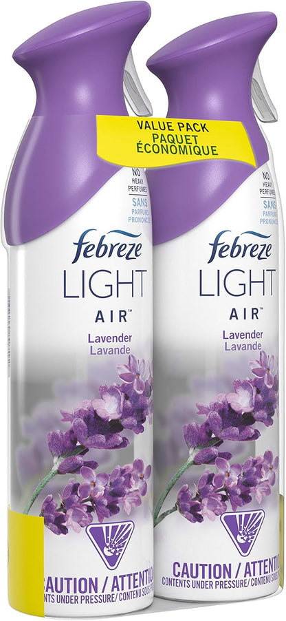 Febreze Air Mist Air Freshener Spray, Odor-Fighting Room Spray, Air Fresheners for Home and Bathroom and Kitchen, Aerosol Can, Light Lavender Scent, 8.8oz, 2 Count