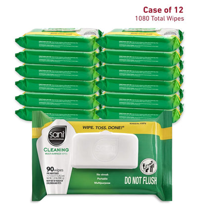 PDI Sani-Professional Cleaning Wipe, Multi-Surface, Fresh Scent, Degreasing, Non - Streak, For Kitchen, Restaurant Tables, Glass, Treated Wood, 90 Count, Pack of 12 (1080 Total Wipes)