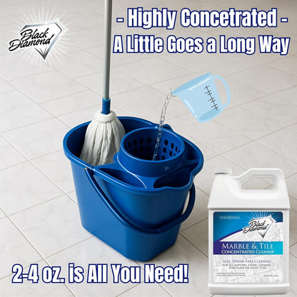 Black Diamond Stoneworks Marble & Tile Floor Cleaner Concentrate, pH Neutral, Streak-Free & No-Rinse Formula for Granite, Travertine, Limestone, Slate, Ceramic & Porcelain Floors (1 Quart)