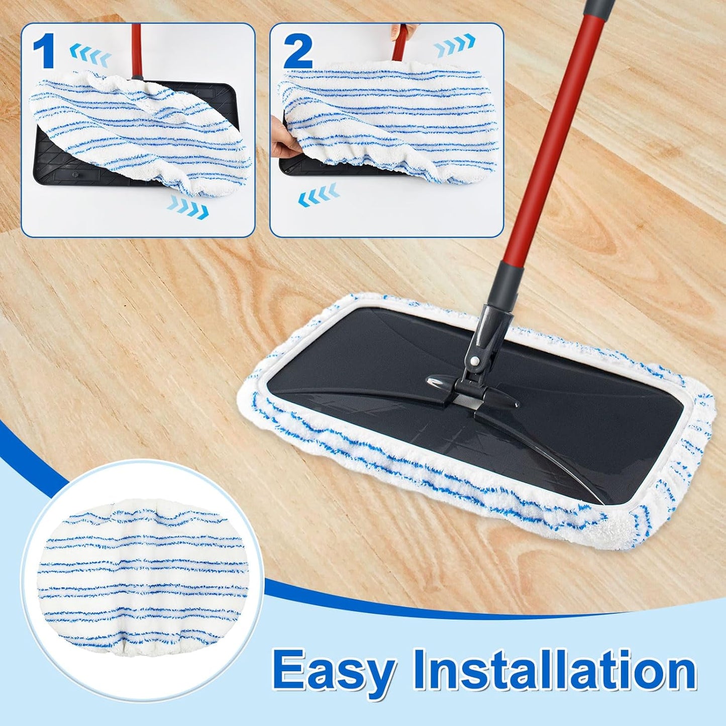 Microfiber Dust Mop Set for Floor Cleaning, Flat Mop for Wet & Dry to Clean Washable Flip Mops Pad for Ocedar Hardwood Floor 'N More 3-Action Mop, Adjustable 58" Mops Handle & 2 Reusable Refill & Base