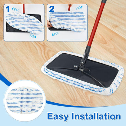 Microfiber Dust Mop Set for Floor Cleaning, Flat Mop for Wet & Dry to Clean Washable Flip Mops Pad for Ocedar Hardwood Floor 'N More 3-Action Mop, Adjustable 58" Mops Handle & 2 Reusable Refill & Base