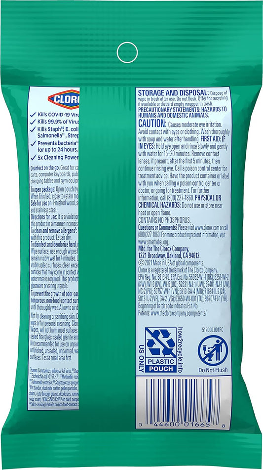 Clorox Disinfecting 9 wet Wipes ,kills cold and flu viruses,(7"*8")(2.3 oz)