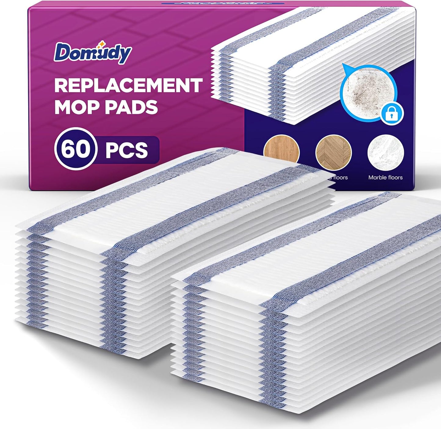 4-Layer Super Absorbent Pad Refills for Swiffer Wet Jet Mop, Heavy Duty & No-Shedding Mopping Pads Refill, Disposable Streak-Free Cleaning for All Sealed Floors 60 Pack