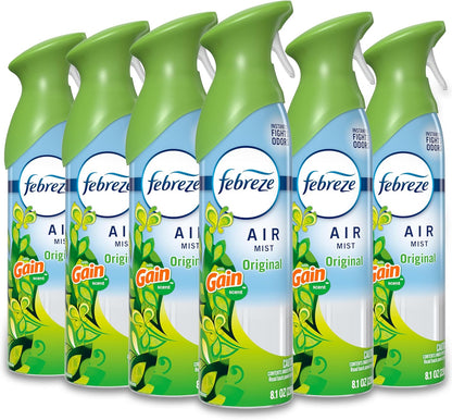 Febreze Air Mist, Air Freshener Spray, Odor Fighting Room Spray, Deodorizer for Home Bathroom Kitchen Office Apartment Dorm Room Classroom, Linen & Sky Scent, 8.1oz (Pack of 6)