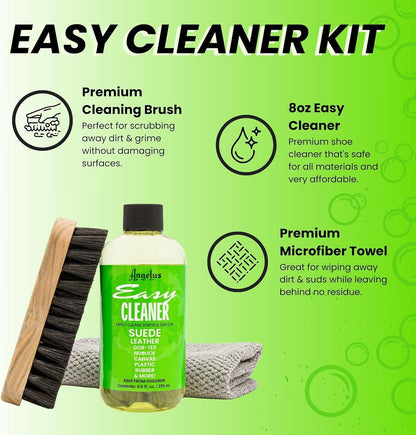 Angelus Shoe Cleaner Kit, 8.6 Oz, Brush, Towel - Professional Sneakers, Leather, Nubuck, Suede Shoe Cleaner Kit - Safe on All Fabrics, Gentle Yet Powerful Сleaning Formula - Made in USA