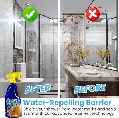 SURF PRO Shower Glass Door Cleaner – Shower Buster Spray for Soap Scum & Hard Water Stains – No Scrub Bathroom Cleaner for Glass, Tile, Chrome, Ceramic, RV and Septic Safe (500ml / 16.9oz)