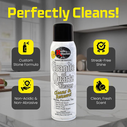 Rock Doctor Granite & Quartz Care Kit, 3 Piece Maintenance Stone Care Combo Kit – Cleans & Renews Marbel, Travertine, Tile and All Other Stone, Fresh, Pack of 3, 54.0 Ounce