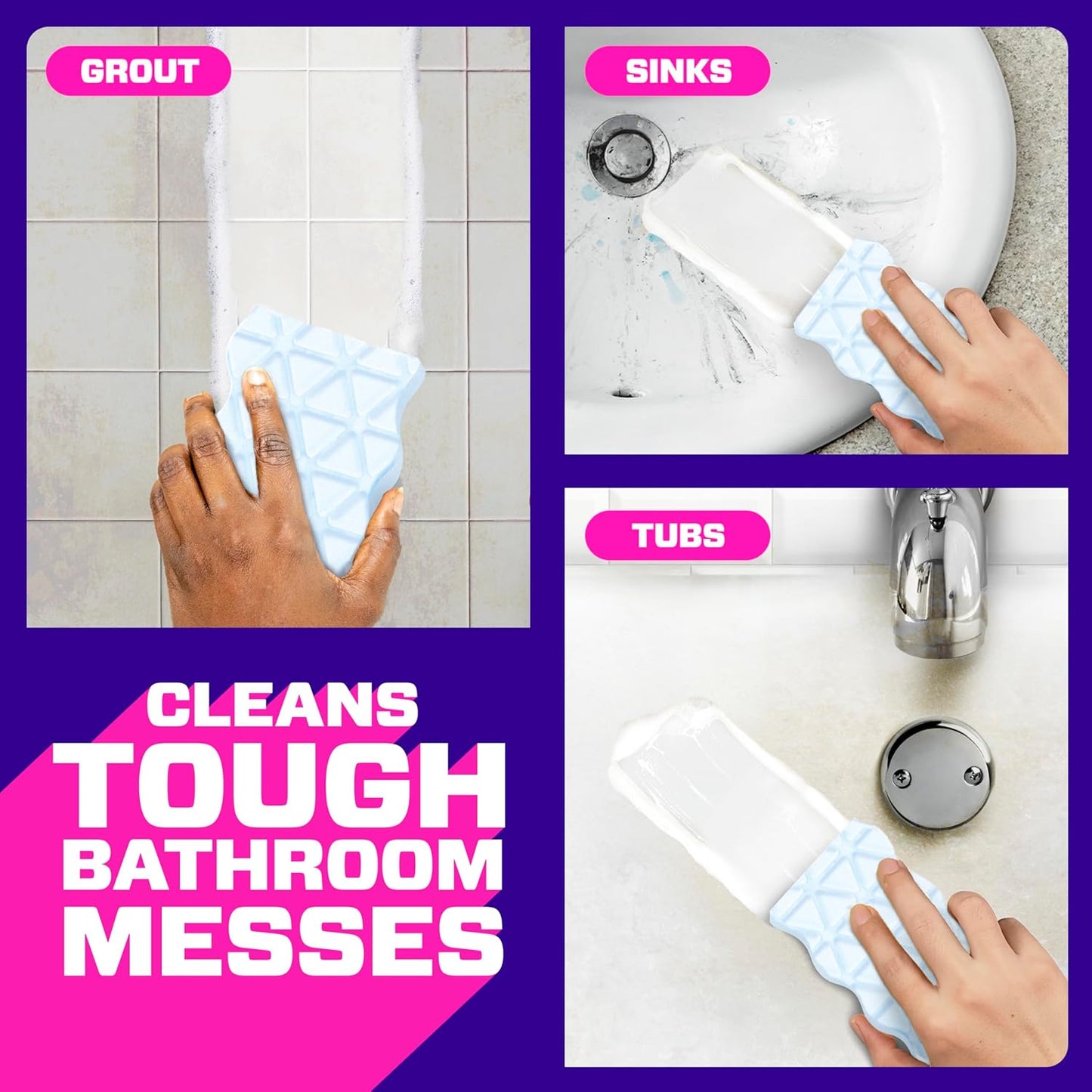 Mr. Clean Magic Eraser Sponge, Bathroom Cleaner, Shower Cleaner, Tub Cleaner, Soap Scum Remover, Bathroom Cleaning Supplies, Dawn Cleaning Power with Febreze Lavender Scent, 5ct