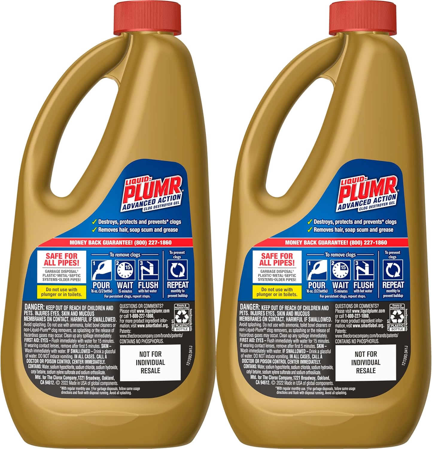 Clorox Liquid-Plumr Pro-Strength Clog Destroyer, Liquid Drain Cleaner, 32 Fluid Ounces (Package May Vary)