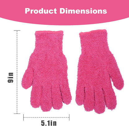 1 Pair Pink Reusable Plush Microfiber Gloves for Cleaning and Dusting, Soft Dusting Gloves for Furniture, Blinds, Car Interior, and Electronics
