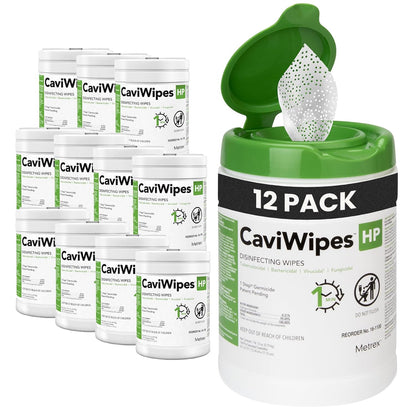 CaviWipes HP Surface Disinfectant Wipes – Hydrogen Peroxide Formula, 1-Minute Universal Contact Time, Ready-to-Use – 6" x 6.75", 160 Wipes per Canister (Pack of 1), 16-1100
