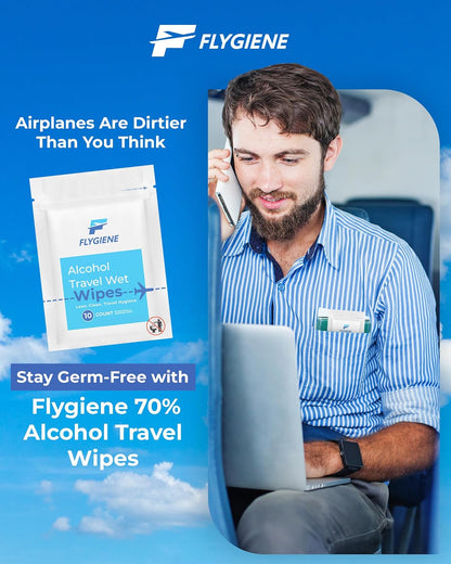 40 Count Sanitizing Wipes, 70% Alcohol, Individually Wrapped, Wet Wipes, Travel Size, Airplane Essentials