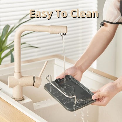 LIBODOUR Soap Dispenser for Kitchen & Bathroom Sink,3-in-1 Sponge Holder for Kitchen, Organizer Dish Soap Dispenser,Sink Caddy,Stainless Steel Dish Brush Scrubber with Sponge Holder