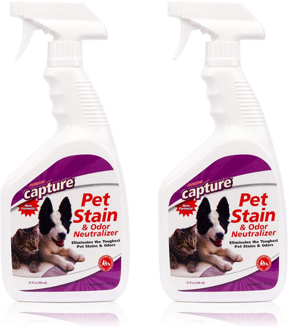 Capture Pet Stain & Odor Remover - Enzyme Pet Odor Eliminator for Home, Carpet Stain Remover for Cats & Dog Pee, Cat Urine Destroyer, Carpet Cleaner Spray - 1 Gallon