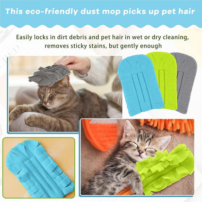 Zubebe 12 Pcs Duster Refill Reusable Fleece Duster Refills Feather Flat Dusters Multi Surface Washable Cleaning Pads Tools for Home, Blinds, Car, Pet, Furniture, Fans (Dark Color)