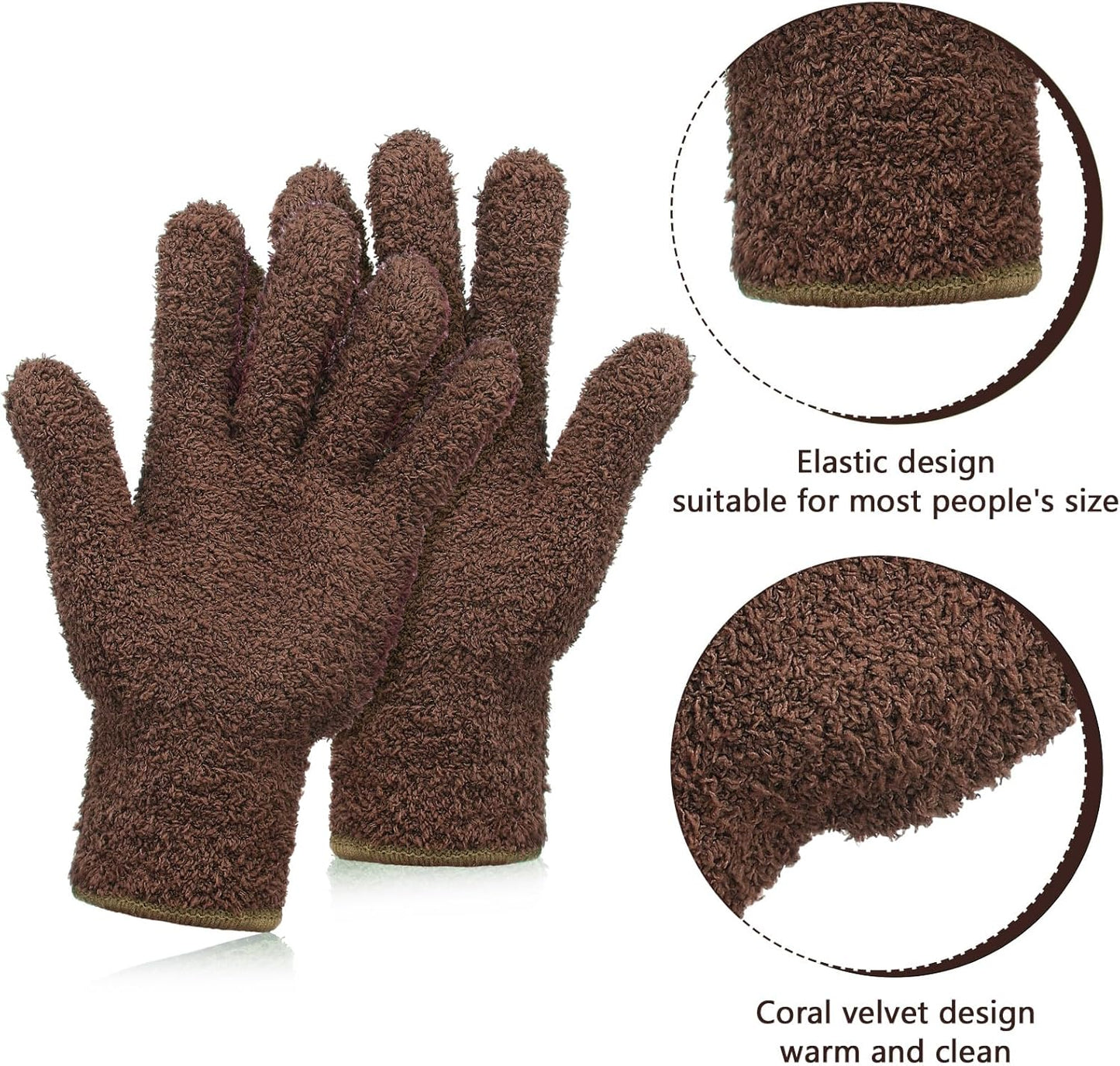 Patelai 2 Pairs Microfiber Gloves for plants Dusting Cleaning Glove Mittens House Cars Blinds Dusting(Blue, Grass Green,Large)