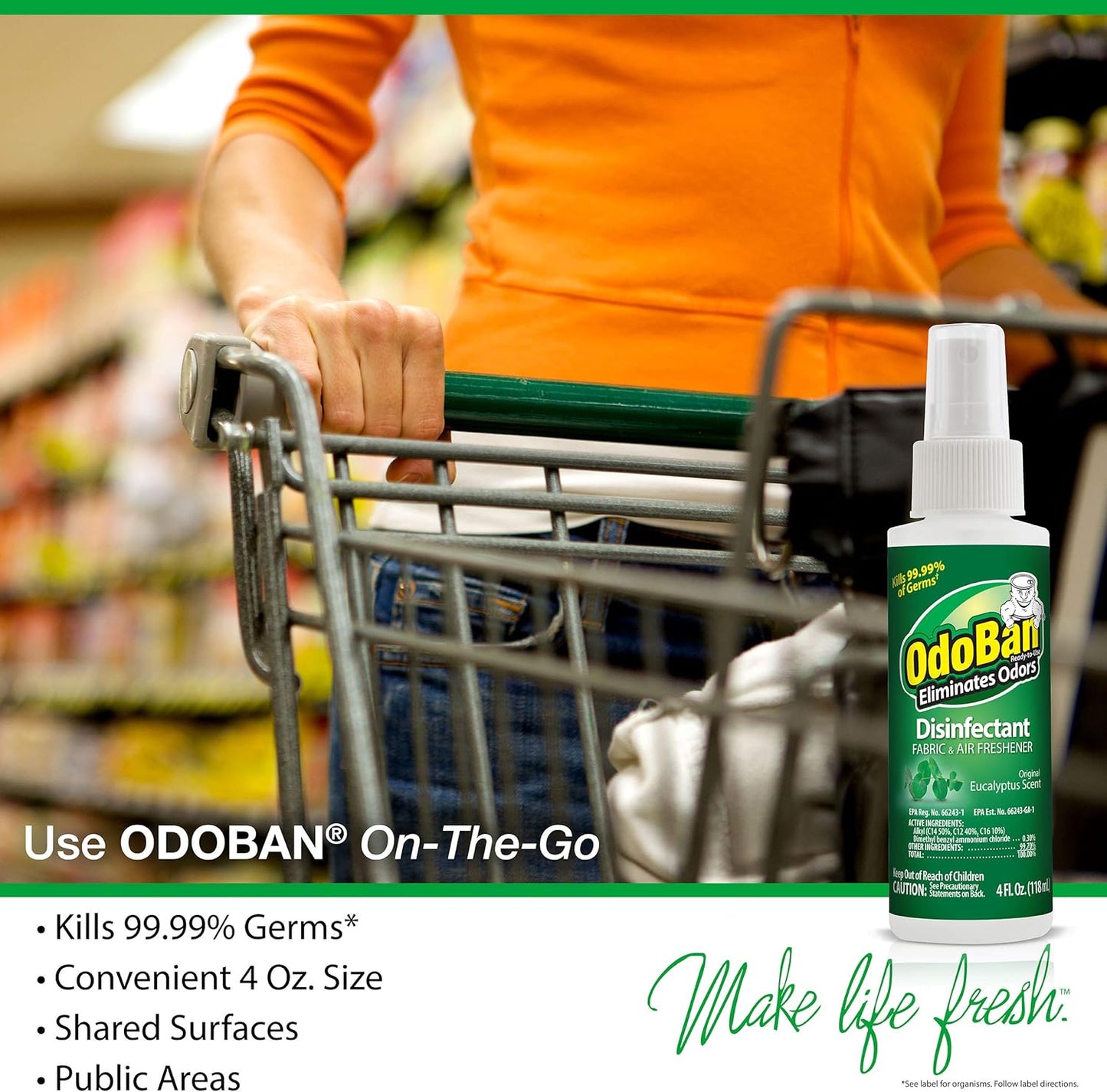 OdoBan Ready-to-Use Disinfectant and Odor Eliminator, Set of 3, 4 Ounce Travel Spray, 32 Ounce Spray, 1 Gallon Concentrate, Original Eucalyptus Scent