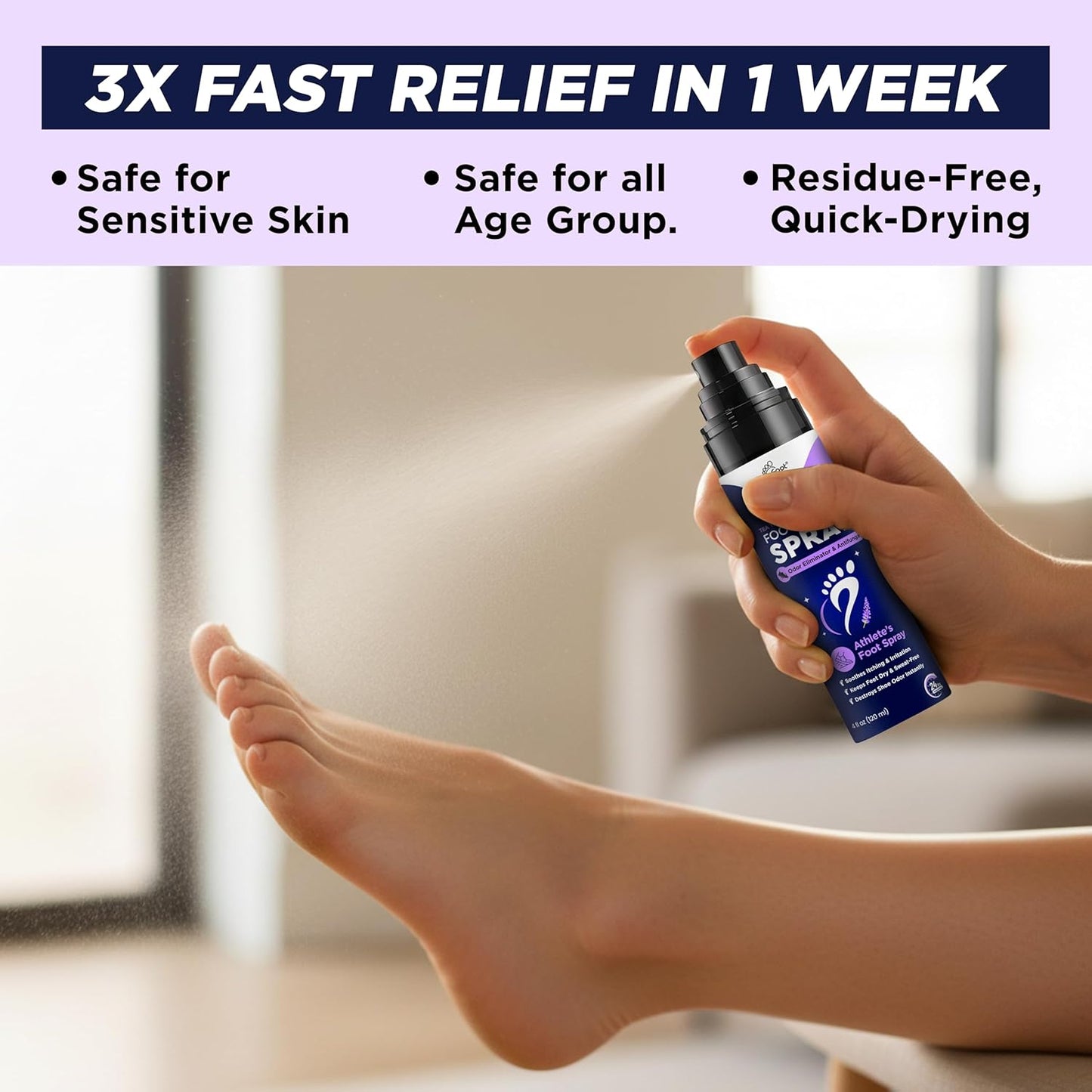 Tea Tree Foot Odor Spray - Mint Blast Shoe Deodorizer for Smelly Feet, Athletes Foot Spray Odor Eliminator No More Smelly Shoes or Stinky Feet | Removes, Controls & Prevents Odors - 120ml Made in USA